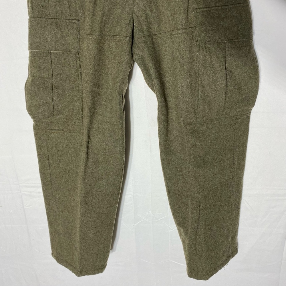 Vintage German Military Army Green Cargo Style Thick Wool Pants 32X27 Militaria - Picture 9 of 14